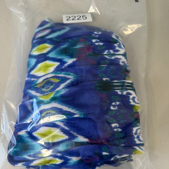 Jones NY Signature Woman Tunic Top 2X Blue Combo Ikat Geometric Stretch - Picture 13 of 13